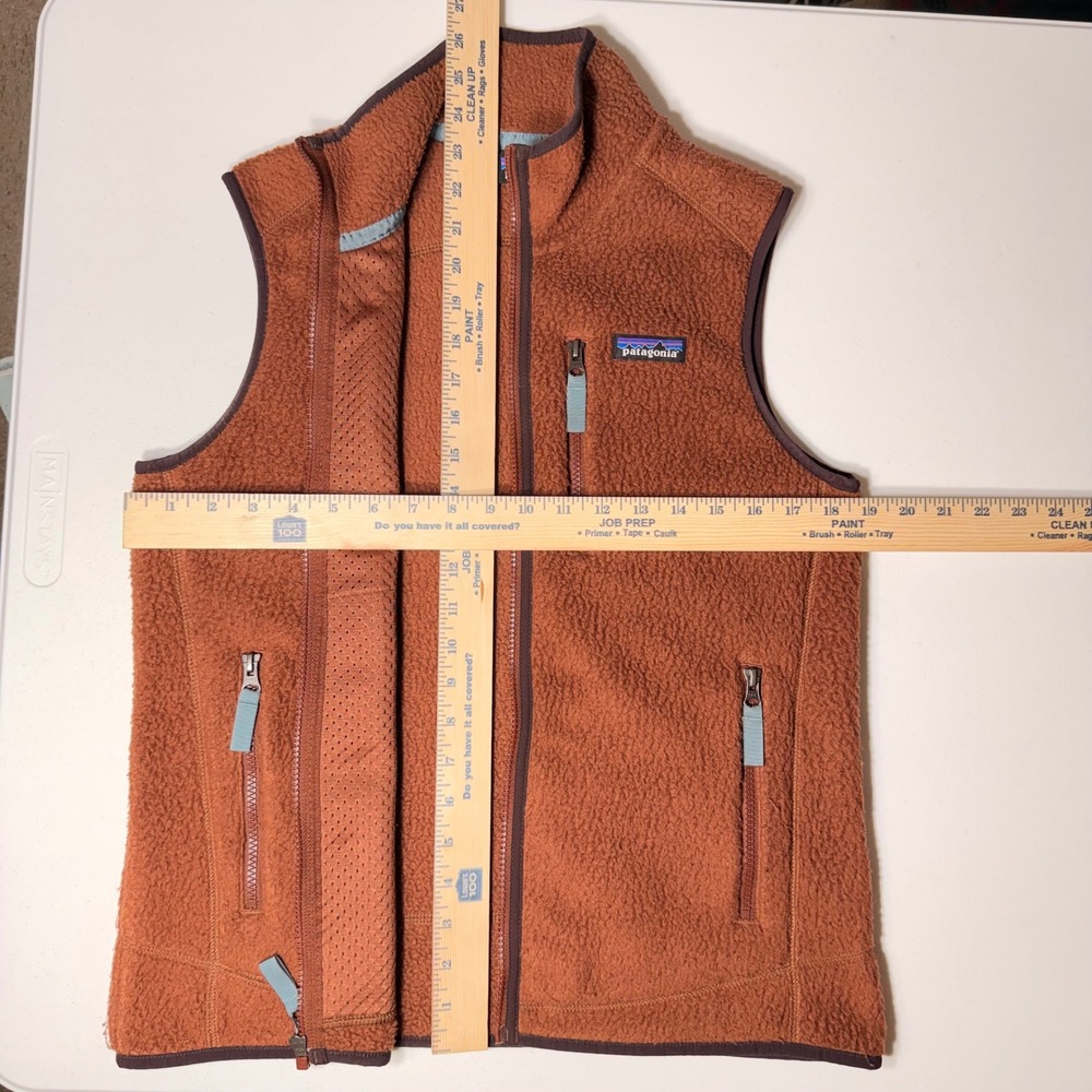 Patagonia Retro Pile Fleece Vest Rust Orange Full Zip Outdoor Layer Small - Picture 8 of 8